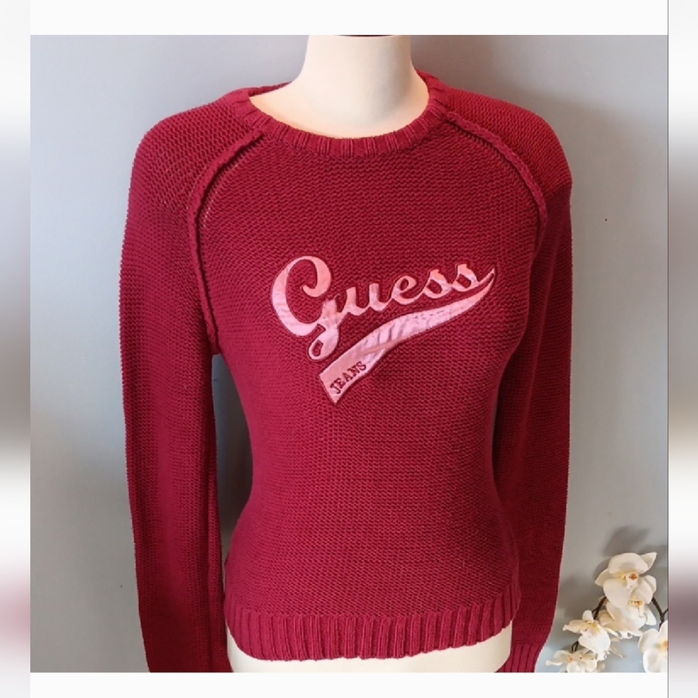 Vintage Guess Jeans berry Red Sweater